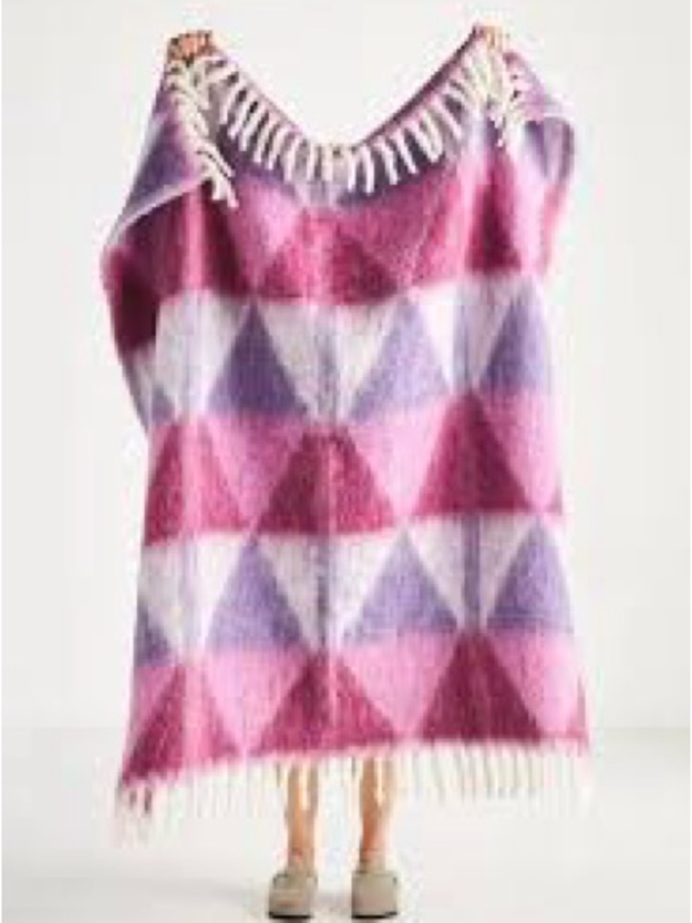Anthropologie Cozy Cocoon Fringed Throw Blanket